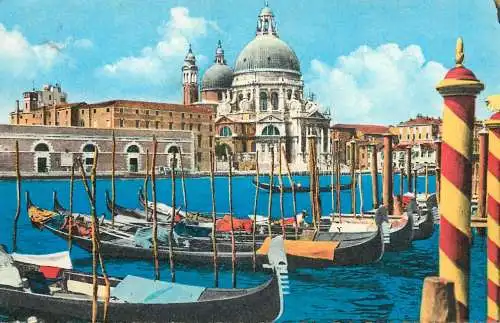 Sailing & navigation themed postcard Venice Della Salute basilika gondola