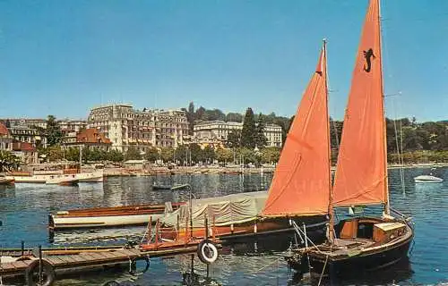 Sailing & navigation themed postcard Lausanne Ouchy Sailing Vessels