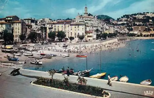 Sailing & navigation themed postcard Menton port rowboat harbour