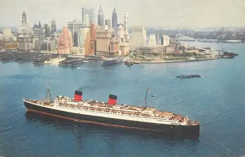 Sailing & navigation themed postcard Cunard RMS Queen Elizabeth cruise ship