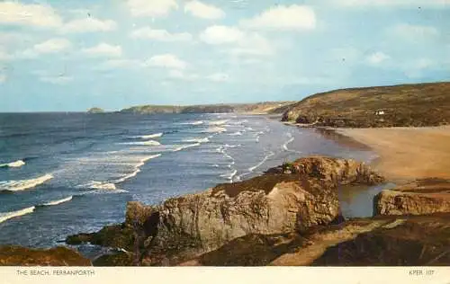 Sailing & navigation themed postcard UK Perranporth beach