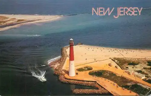 Sailing & navigation themed postcard UK New Jersey lighthouse cruise boat