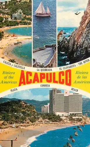 Sailing & navigation themed postcard Acapulco playa Sailing Vessels