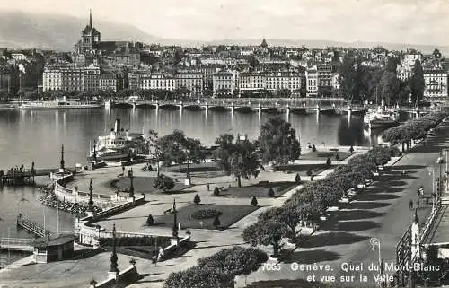 Sailing & navigation themed postcard Geneve cruise ship 1953