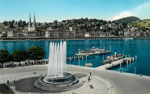 Sailing & navigation themed postcard Luzern harbour pier cruise ship