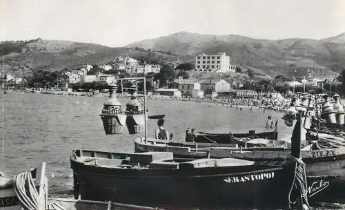 Sailing & navigation themed postcard sailing vessels harbour Banyuls sur mer