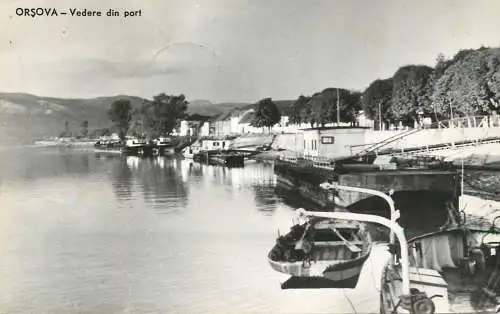Sailing & navigation themed postcard Romania Orsova harbour pier
