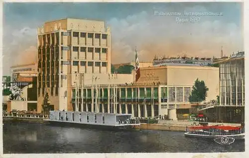 Sailing & navigation themed postcard Paris Expo 1937 pier cruise ship