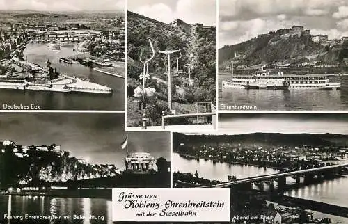 Sailing & navigation themed postcard Koblenz Sesselbahn cruise ship bridge steamer