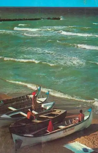 Sailing & navigation themed postcard Eforie South beach rowboat 1969