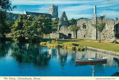 Sailing & navigation themed postcard UK Dorset priory Christchurch