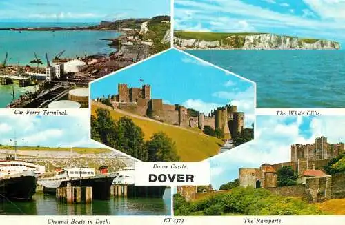 Sailing & navigation themed postcard UK Dover castle chanel boats dock