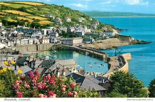 Sailing & navigation themed postcard UK Cornwall Mousehole pier harbour