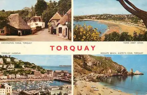 Sailing & navigation themed postcard UK Devon Torquay harbour Cockington Forge