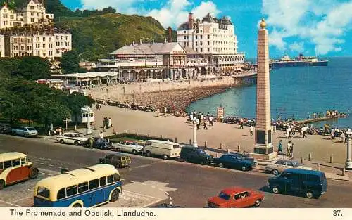Sailing & navigation themed postcard UK Llandudno obelisk bus pier