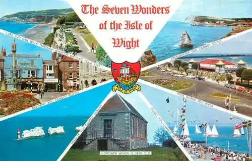 Sailing & navigation themed postcard UK the seven wonders lighthouse sailboat