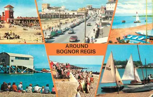 Sailing & navigation themed postcard UK Bognor Regis pier sailboat