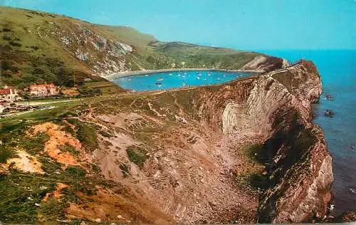 Sailing & navigation themed postcard UK Lulworth Cove harbour boats