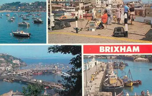 Sailing & navigation themed postcard UK Brixham harbour cargo boat