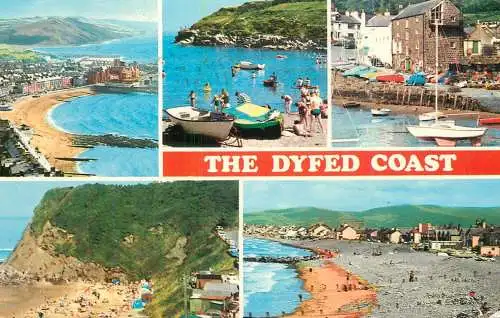 Sailing & navigation themed postcard UK Dyfed coast boats beach