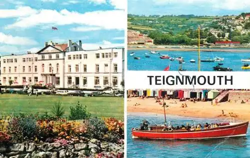 Sailing & navigation themed postcard UK Teignmouth boat bathing pool dressing cart