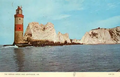Sailing & navigation themed postcard UK Needles Rock lighthouse