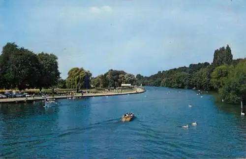 Sailing & navigation themed postcard UK Reading Thames side promenade boat chanel