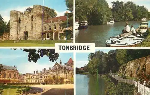 Sailing & navigation themed postcard UK Tonbridge castle boat chanel
