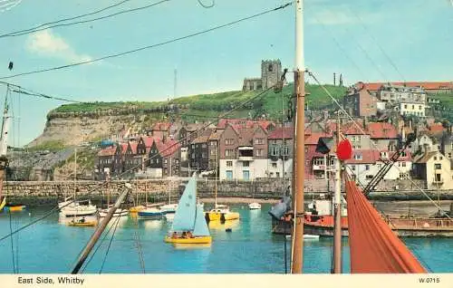 Sailing & navigation themed postcard UK Whitby east side cargo crane boat