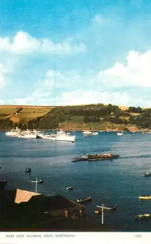 Sailing & navigation themed postcard UK Dartmouth river dart and ferry navy ship
