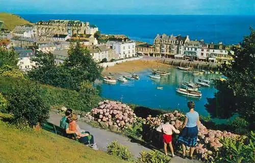 Sailing & navigation themed postcard UK Ilfracombe inner harbour sailboats