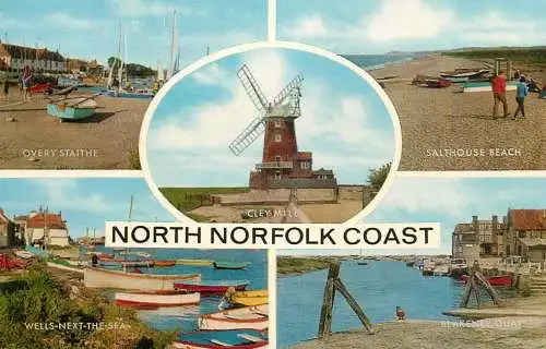 Sailing & navigation themed postcard UK Norfolk windmill harbour boats