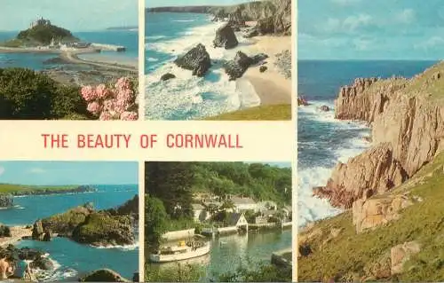 Sailing & navigation themed postcard UK Cornwall coast rock ship