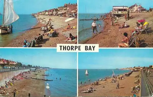 Sailing & navigation themed postcard UK Thorpe Bay beach pier sailing vessel