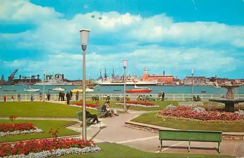 Sailing & navigation themed postcard UK Portsmouth harbour Ferry navy ships