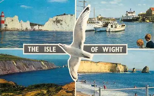 Sailing & navigation themed postcard UK Isle of Wight harbour ferry lighthouse
