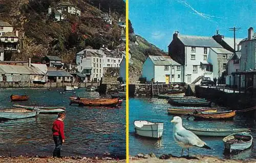 Sailing & navigation themed postcard UK Cornwall Polperro boat harbour