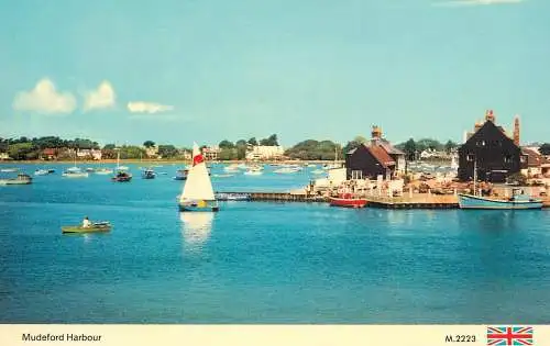 Sailing & navigation themed postcard UK Mudeford Harbour sailboat