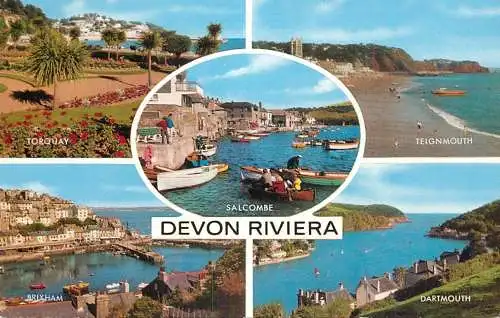 Sailing & navigation themed postcard UK Devon Riviera harbour life boat
