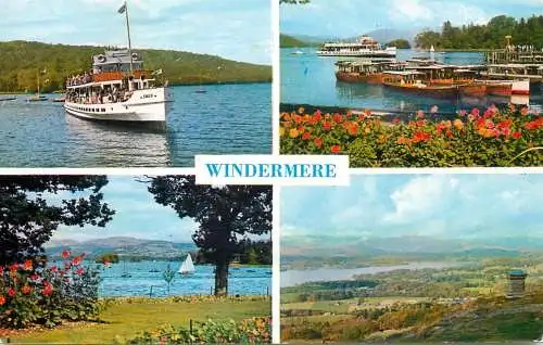 Sailing & navigation themed postcard UK Windermere cruise ship harbour