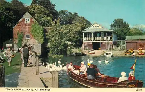 Sailing & navigation themed postcard UK Christchurch old mill quay Sally cruise boat