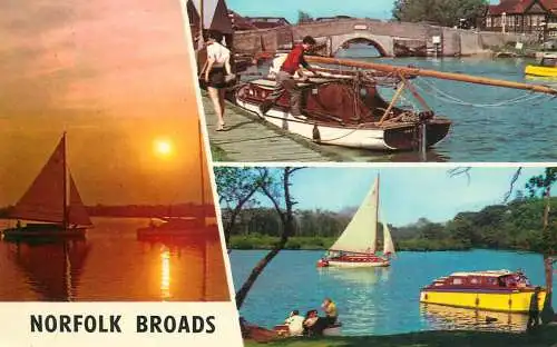 Sailing & navigation themed postcard UK Norfolk broads sailing vessel