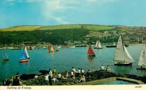 Sailing & navigation themed postcard UK Fowey sailing vessel 1967