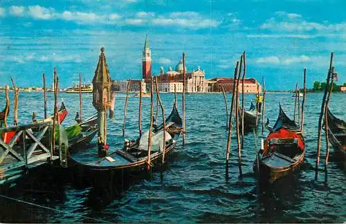 Sailing & navigation themed postcard Italy Venice gondola St. George island 1968
