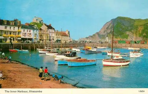 Sailing & navigation themed postcard UK Devon Ilfracombe inner harbour