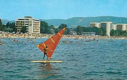 Sailing & navigation themed postcard water spors sail Bulgaria