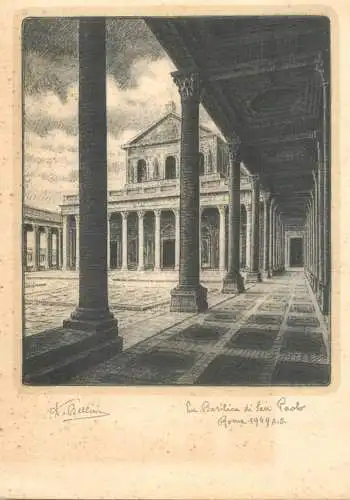 Italia cartolina postale D. Bellini La basilica San Paolo Rome 1949