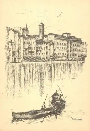 Italia cartolina postale Firenze Arno river view