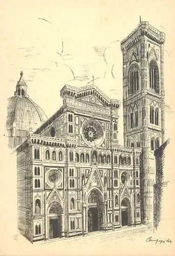 Italia cartolina postale Firenze duomo e campanile
