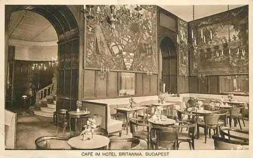 Postcard Hungary Budapest Cafe Britannia hotel